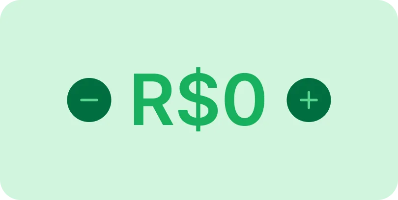 Ilustração de valor em reis zerado com botão de aumentar valor e diminuir valor